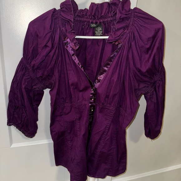 Purple Ruffled Women's Top - Picture 2 of 4